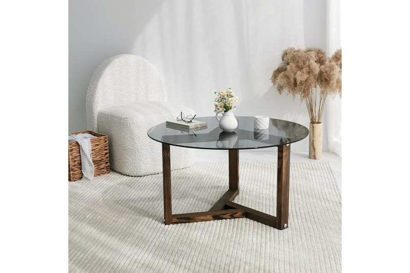 Sibas Sofabord 75 cm Rundt - Smoky / Teak - Møbler - Bord - Sofabord & salongbord