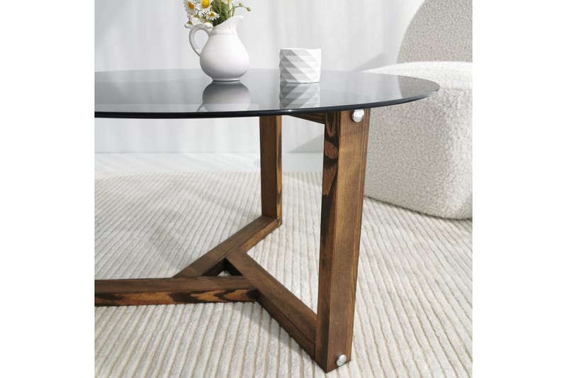 Sibas Sofabord 75 cm Rundt - Smoky / Teak - Møbler - Bord - Sofabord & salongbord