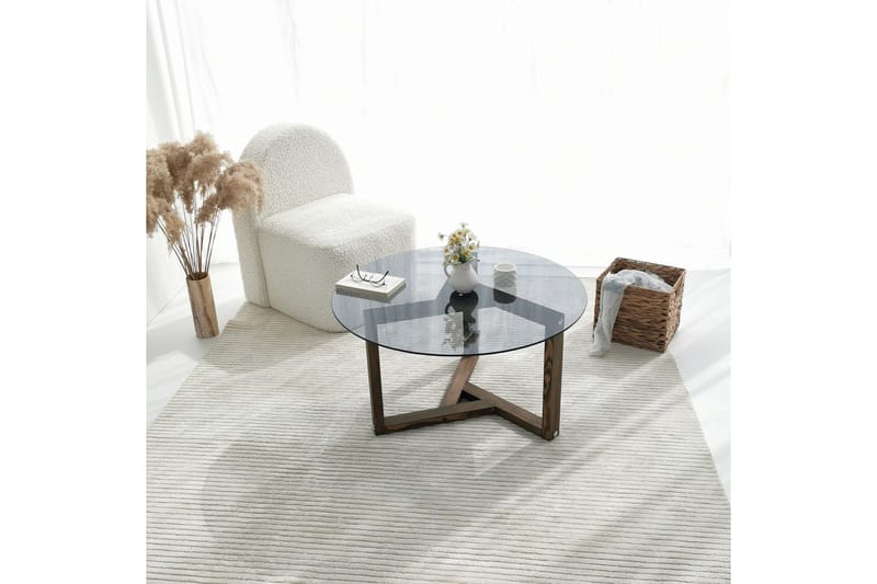 Sibas Sofabord 75 cm Rundt - Smoky / Teak - Møbler - Bord - Sofabord & salongbord