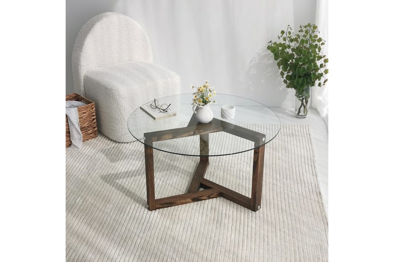 Sibas Sofabord 75 cm Rundt - Valnøtt - Møbler - Bord - Sofabord & salongbord