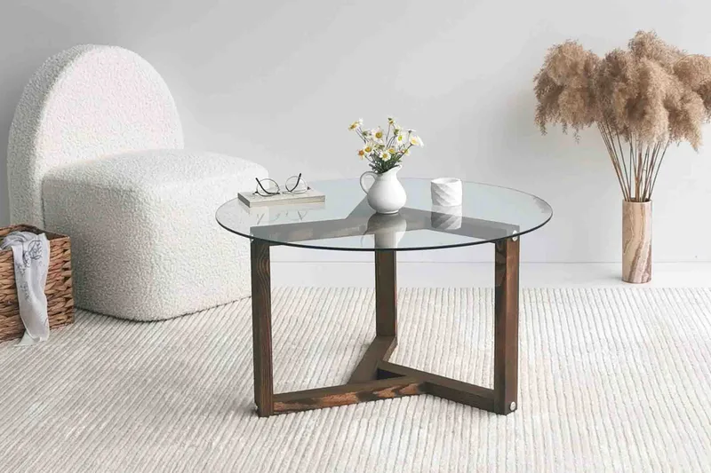 Sibas Sofabord 75 cm Rundt - Valnøtt - Møbler - Bord - Sofabord & salongbord