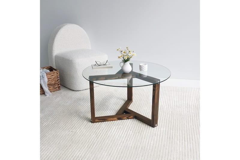 Sibas Sofabord 75 cm Rundt - Valnøtt - Møbler - Bord - Sofabord & salongbord