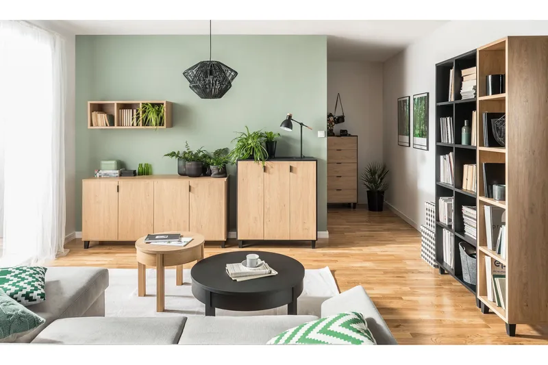 Simple Sofabord 54 cm Rundt med Oppbevaringshylle Natur - VOX - Møbler - Bord - Sofabord & salongbord