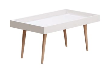 Skaberg 80 cm Rektangulært Sofabord med Koniske Ben i Malt Tre - Hvit - Møbler - Bord - Sofabord & salongbord