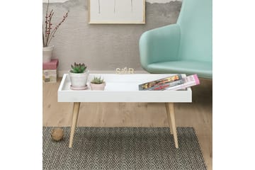 Skaberg Sofabord 80 cm - Hvit/Natur - Møbler - Bord - Sofabord & salongbord