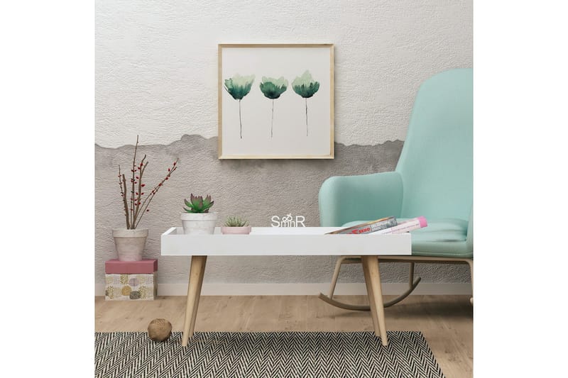 Skaberg Sofabord 80 cm - Hvit/Natur - Møbler - Bord - Sofabord & salongbord