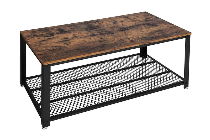 Sofabord 106 cm med Oppbevaringshylle + Skuff Rustik/Brun - Sofabord & salongbord