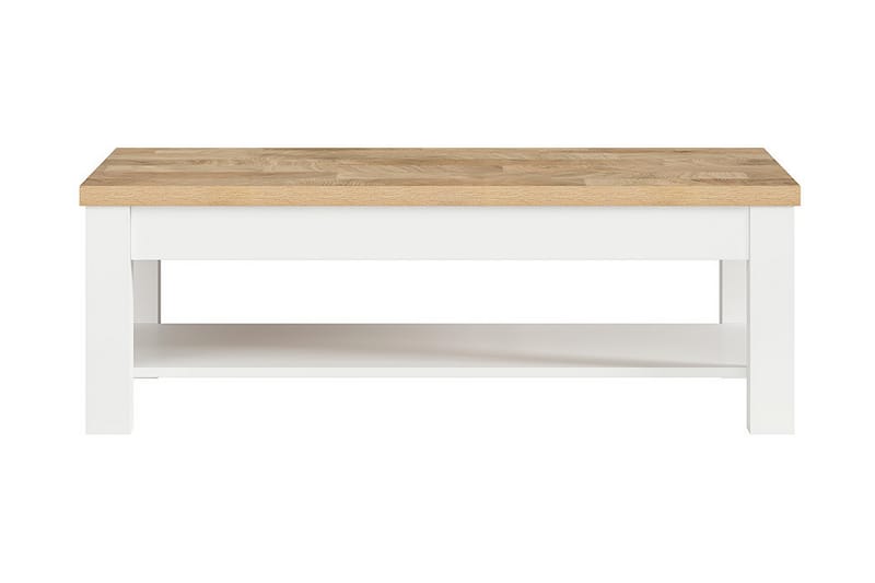 Sofabord Agordo 130 cm med Oppbevaringshylle - Hvit/Natur - Sofabord & salongbord