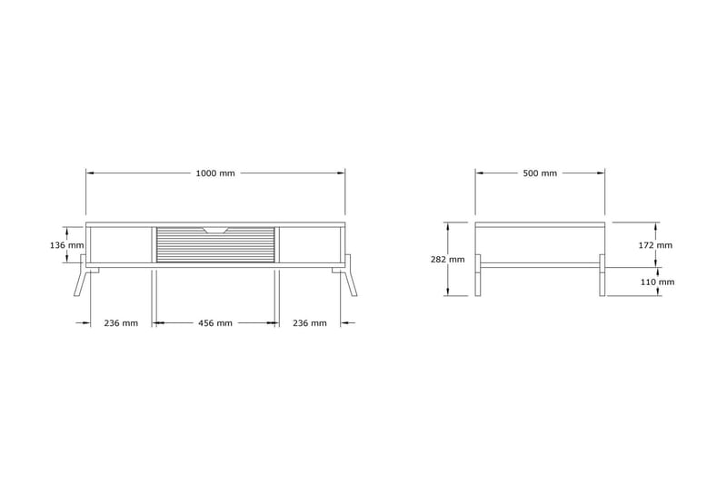 Sofabord Aizpute 100x28,2x100 cm - Blå - Sofabord & salongbord