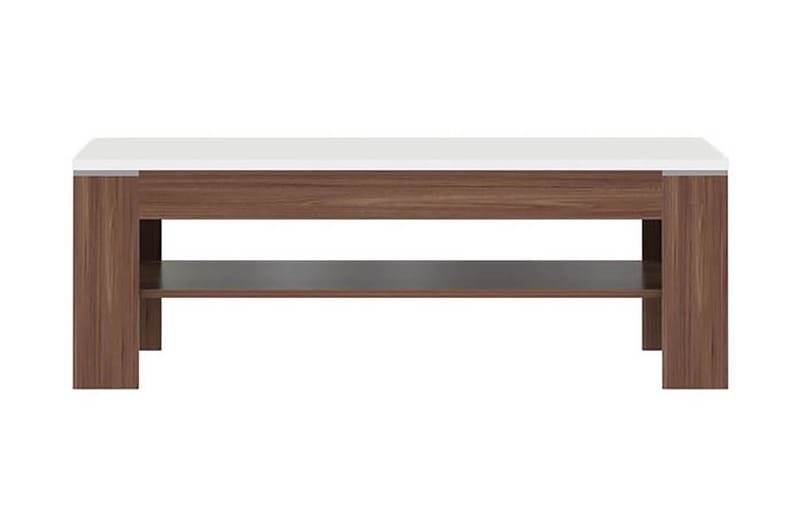 Sofabord Ajanel 120 cm med Oppbevaringshylle - Brun/Hvit - Sofabord & salongbord
