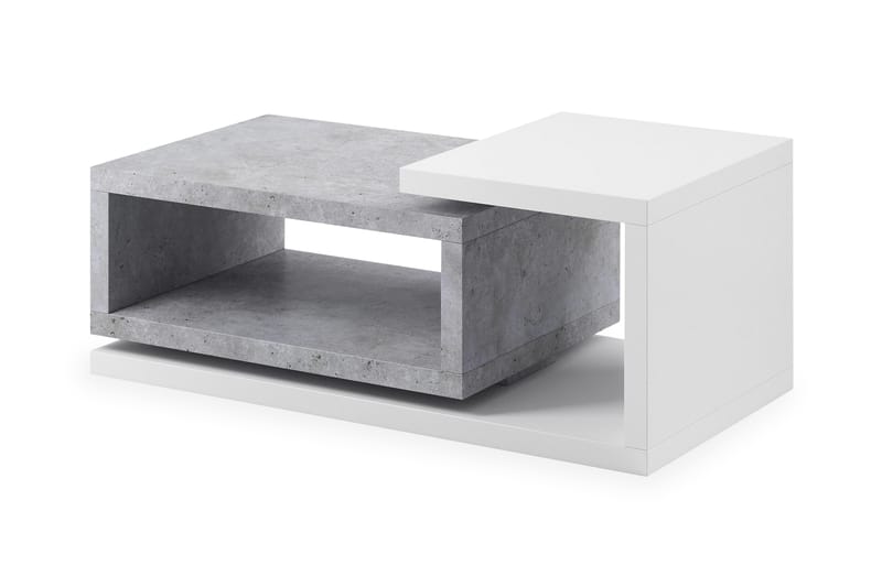 Sofabord Albarado 120 cm med Oppbevaringshylle - Hvit/Betonggrå - Sofabord & salongbord