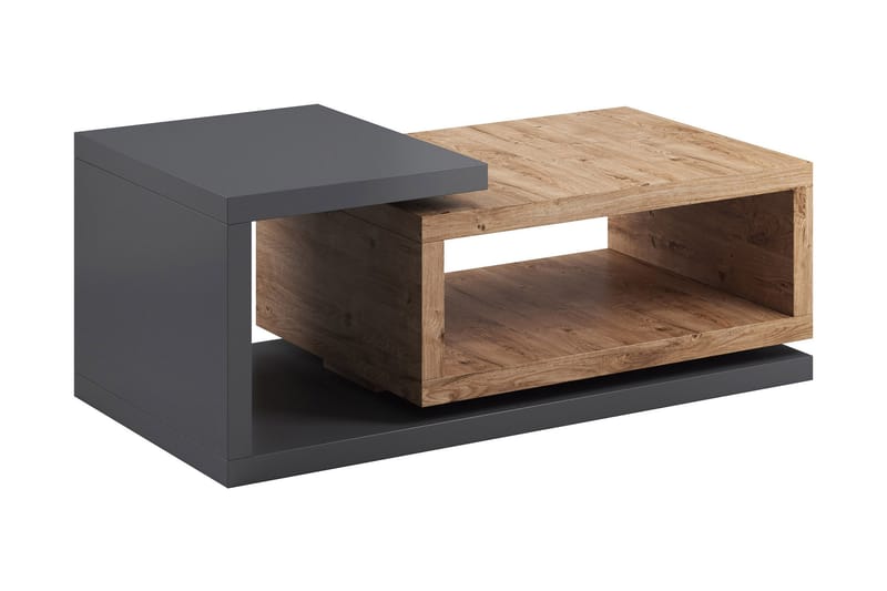 Sofabord Albarado 120 cm med Oppbevaringshylle - Mørkegrå/Natur - Sofabord & salongbord