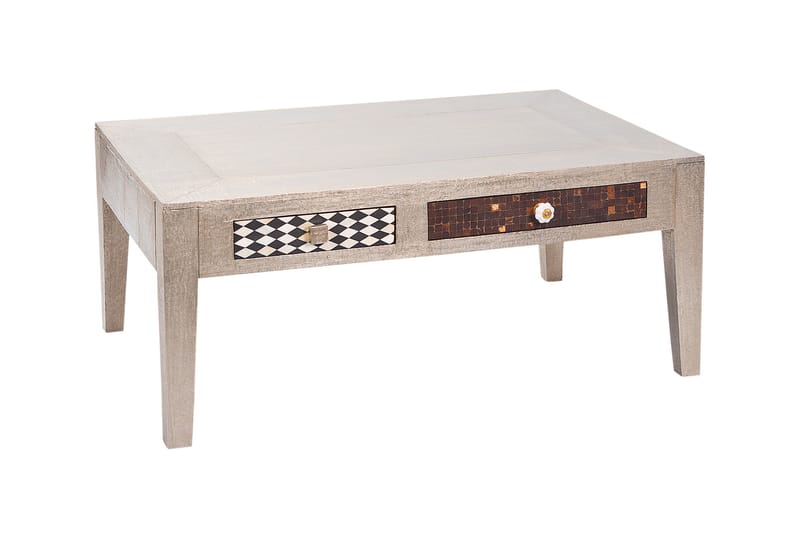 Sofabord Alexus 110 cm med Oppbevaringsskuffer - MangoTre/Lysegrå - Sofabord & salongbord - Sofabord med oppbevaring