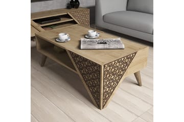 Sofabord Amtorp 105 cm med Oppbevaring Hylle Blomstermønster - Lysebrun - Møbler - Bord - Sofabord & salongbord