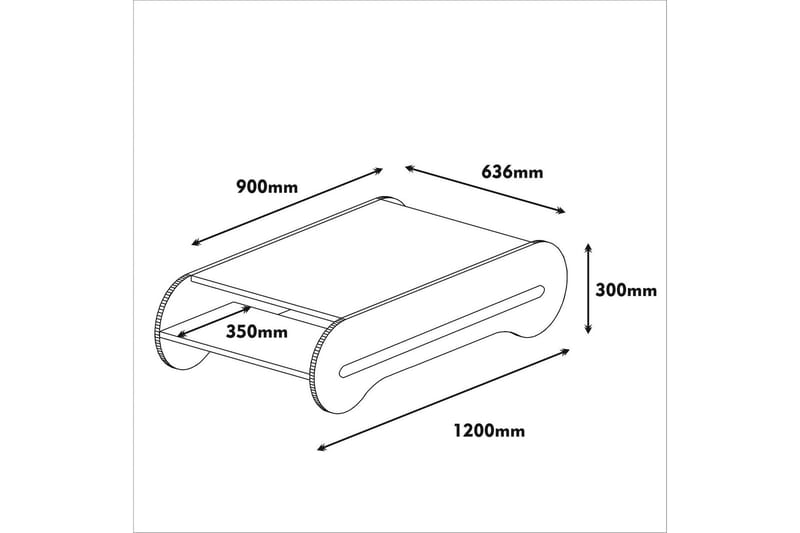 Sofabord Amtorp 120 cm med Oppbevaringshylle - Brun/Kremhvit - Sofabord & salongbord