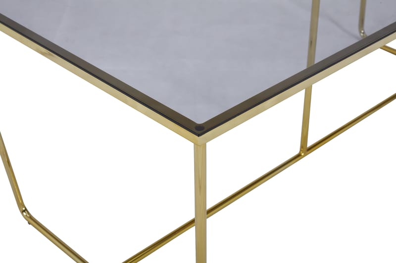 Sofabord Androsa 120 cm - Glass/Svart/Messing - Sofabord & salongbord