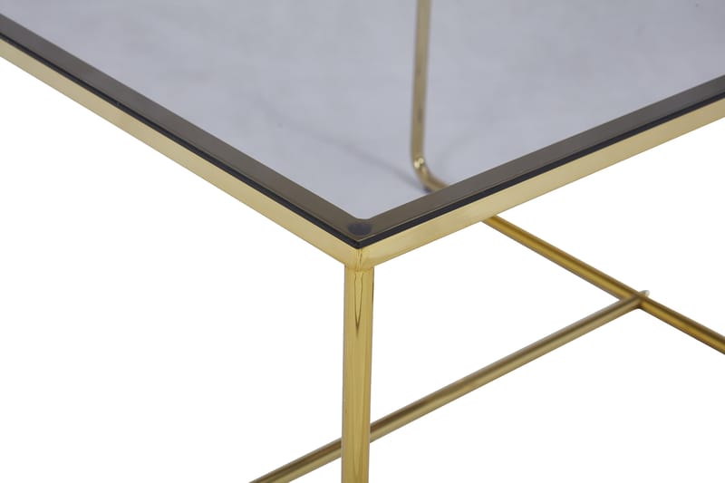 Sofabord Androsa 75 cm - Glass/Svart/Messing - Sofabord & salongbord