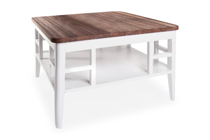 Sofabord Arlanda 80 cm med Oppbevaringshylle Hvit/Rustik - Sofabord & salongbord - Sofabord med oppbevaring