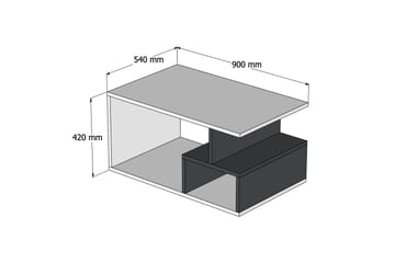 Sofabord Arteide 90 cm med Oppbevaring Hyller - Mørkebrun/Natur/Hvit - Møbler - Bord - Sofabord & salongbord