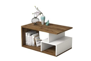 Sofabord Arteide 90 cm med Oppbevaring Hyller - Mørkebrun/Natur/Hvit - Møbler - Bord - Sofabord & salongbord