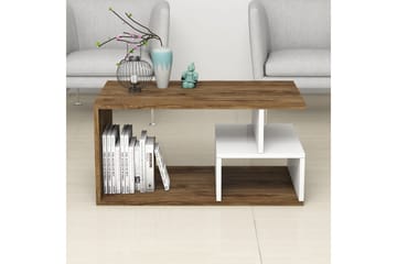 Sofabord Arteide 90 cm med Oppbevaring Hyller - Mørkebrun/Natur/Hvit - Møbler - Bord - Sofabord & salongbord