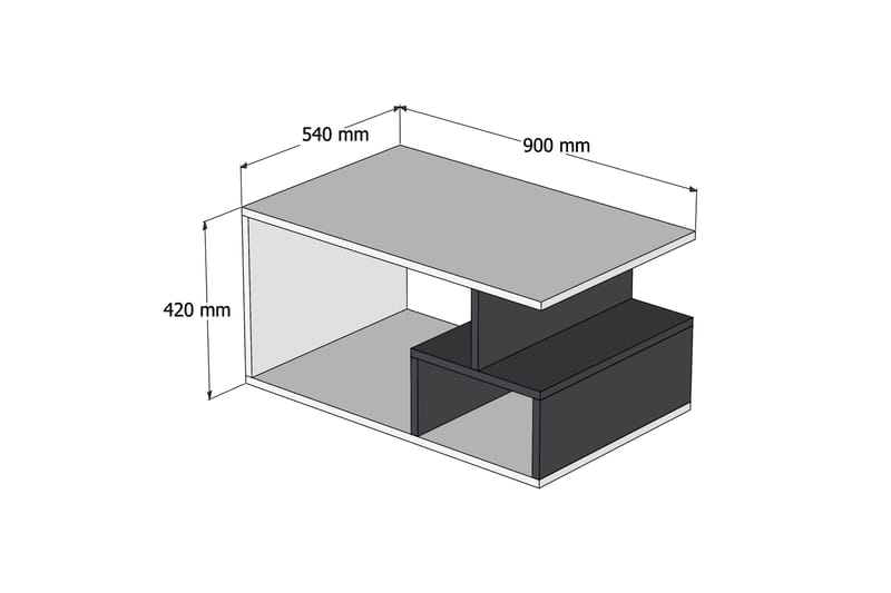 Sofabord Arteide 90 cm med Oppbevaringshyller Marmormønster - Mørkebrun/Natur/Svart - Møbler - Bord - Sofabord & salongbord