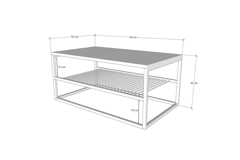 Sofabord Asude 95 cm Marmormønster med Oppbevaring Hylle - Hvit/Svart - Marmorbord - Sofabord & salongbord