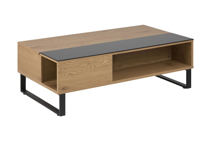Sofabord Azalea Forlengingsbart 110 cm med Oppbevaring Hylle - Eikefarge/Svart - Sofabord & salongbord