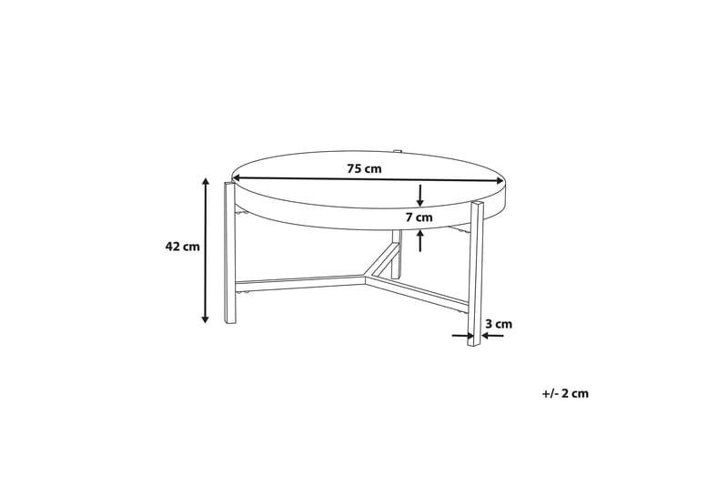 Sofabord Baneira 80 cm Rundt - Brungrå/Svart - Sofabord & salongbord