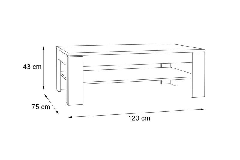 Sofabord Belaugh 120 cm med Oppbevaringshylle - Brun/Natur - Sofabord & salongbord