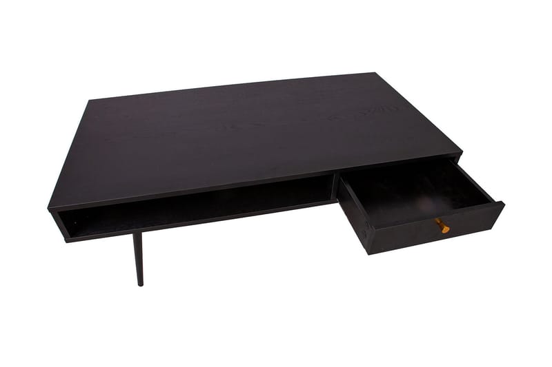 Sofabord Berdorf 115 cm med Oppbevaringsskuff + Hylle - Svart/Kobber - Sofabord & salongbord