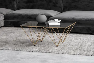 Sofabord Bijou 80 cm - Røykfarget glass/Messing - Møbler - Bord - Sofabord & salongbord