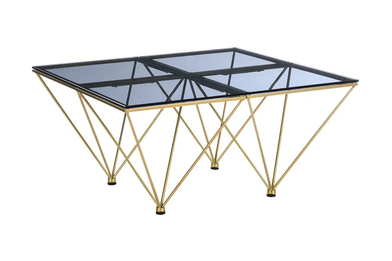 Sofabord Bijou 80 cm - Røykfarget glass/Messing - Møbler - Bord - Sofabord & salongbord