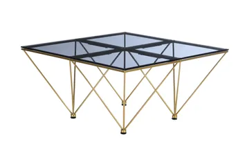 Sofabord Bijou 80 cm - Røykfarget glass/Messing - Møbler - Bord - Sofabord & salongbord