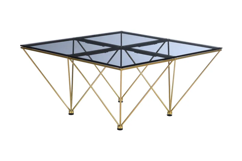 Sofabord Bijou 80 cm - Røykfarget glass/Messing - Møbler - Bord - Sofabord & salongbord