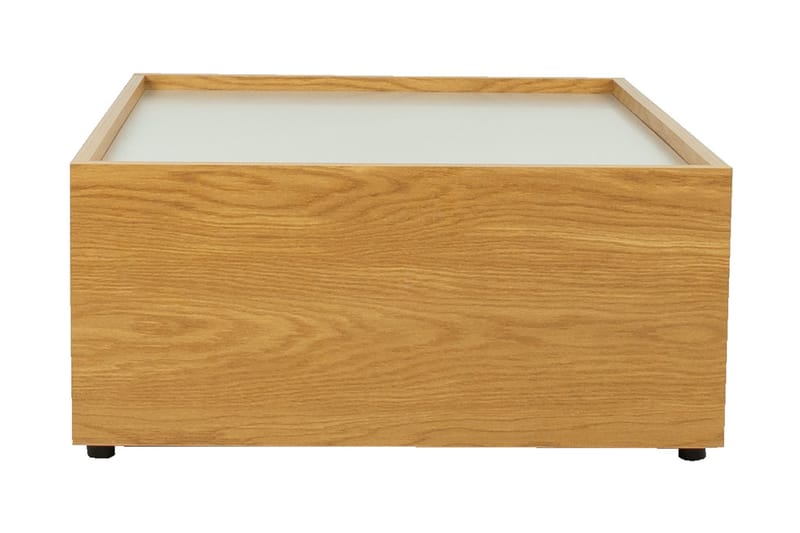 Sofabord Blockie 98 cm med Oppbevaring Skuffer + Hyller - Eikefarge/Grå - Sofabord & salongbord