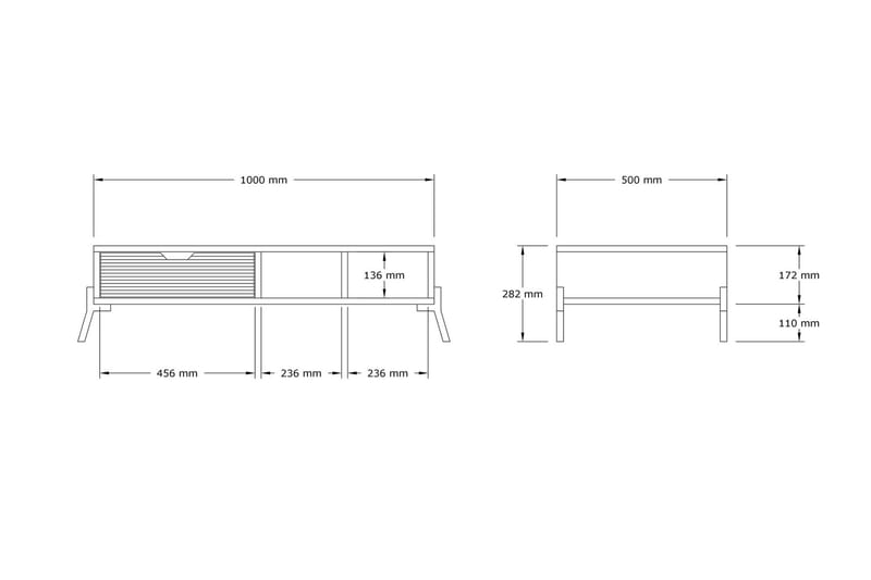 Sofabord Boombar 100x28,2x100 cm - Blå - Møbler - Bord - Sofabord & salongbord
