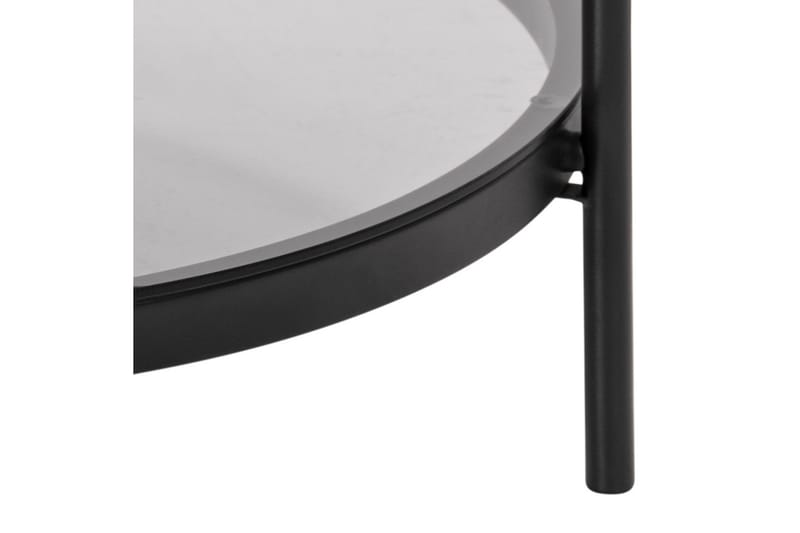 Sofabord Bosell 79 cm Rundt med Oppbevaring Hylle - Glass/Grå/Matt Svart - Møbler - Bord - Sofabord & salongbord