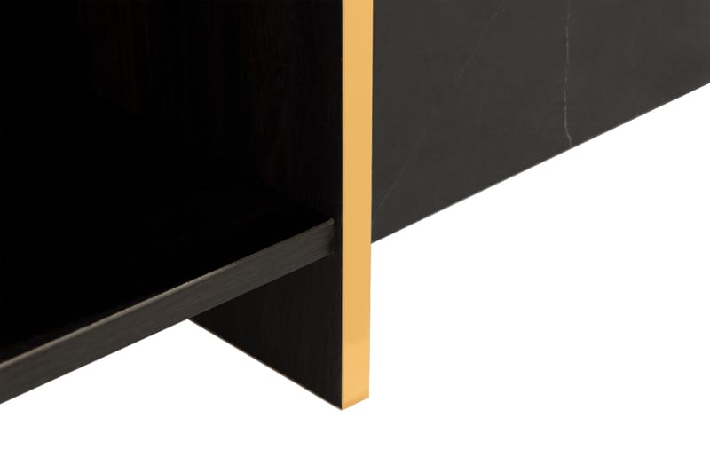 Sofabord Brassington 104 cm med Oppbevaring Skuffer + Hyller - Svart/Gull - Marmorbord - Sofabord & salongbord