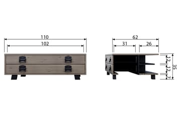 Sofabord Catemo 110 cm med Oppbevaringsskuff - Beige/Grå - Møbler - Bord - Sofabord & salongbord