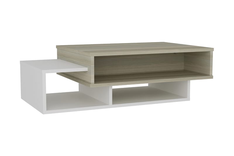 Sofabord Cathi 105 cm med Oppbevaringshyller - Hvit/Natur - Sofabord & salongbord