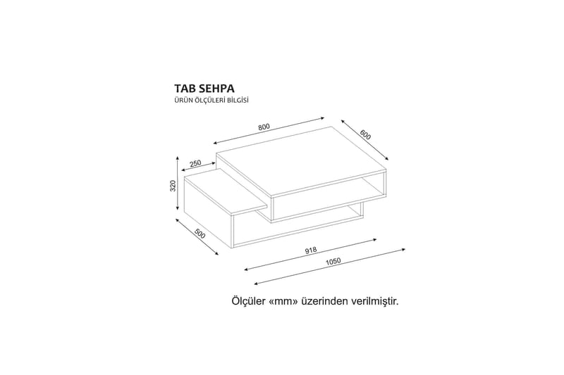 Sofabord Cathi 105 cm med Oppbevaringshyller - Hvit/Rød - Sofabord & salongbord