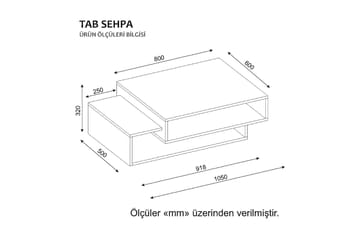 Sofabord Cathi 105 cm med Oppbevaringshyller - Hvit/Valnøttsbrun - Møbler - Bord - Sofabord & salongbord