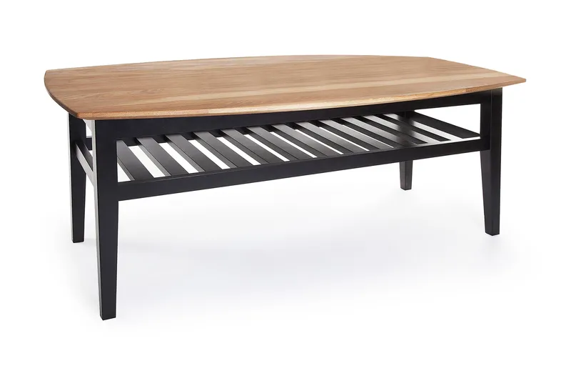 Sofabord Chicago 130 cm med Oppbevaringshylle Eik/Svart, Eik/Svart