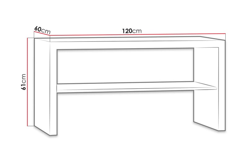 Sofabord Ciborro 120 cm med Oppbevaringshyller - Beige/Grå - Sofabord & salongbord