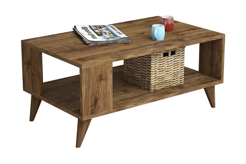 Sofabord Citira 90 cm med Oppbevaringshylle - Mørkebrun - Møbler - Bord - Sofabord & salongbord