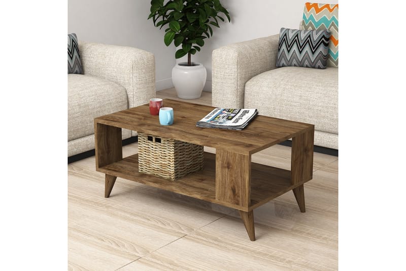 Sofabord Citira 90 cm med Oppbevaringshylle - Mørkebrun - Møbler - Bord - Sofabord & salongbord