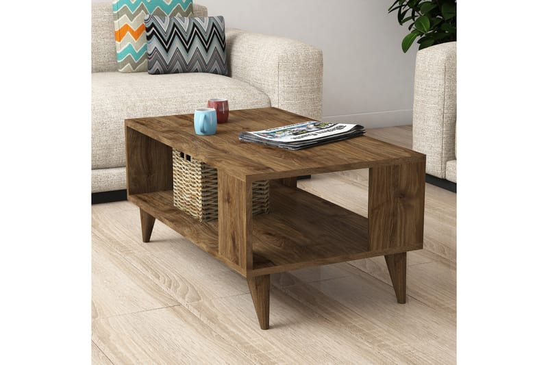 Sofabord Citira 90 cm med Oppbevaringshylle - Mørkebrun - Møbler - Bord - Sofabord & salongbord