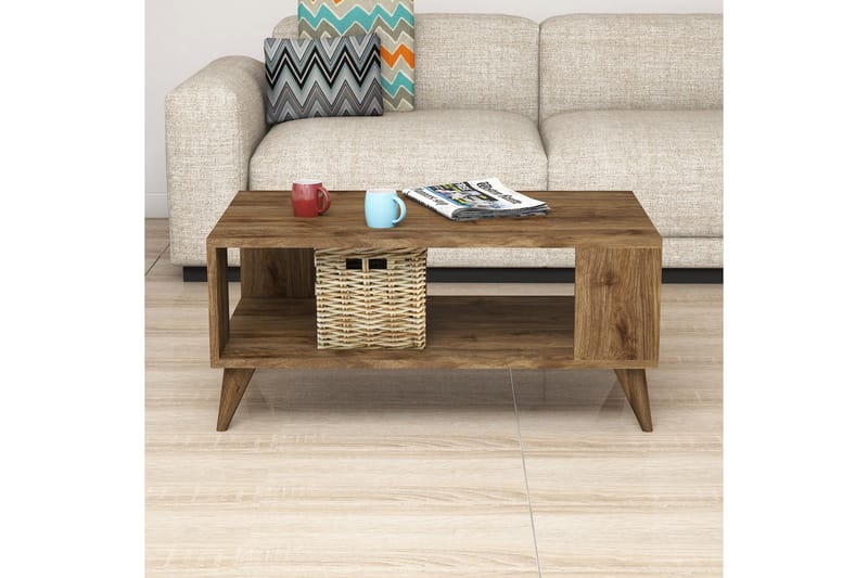 Sofabord Citira 90 cm med Oppbevaringshylle - Mørkebrun - Møbler - Bord - Sofabord & salongbord