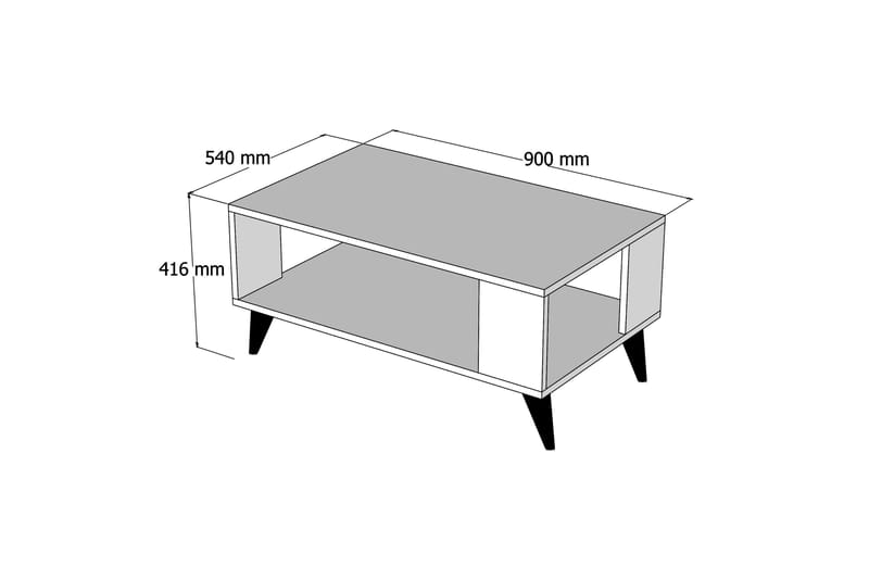 Sofabord Citira 90 cm med Oppbevaringshylle - Mørkebrun - Møbler - Bord - Sofabord & salongbord